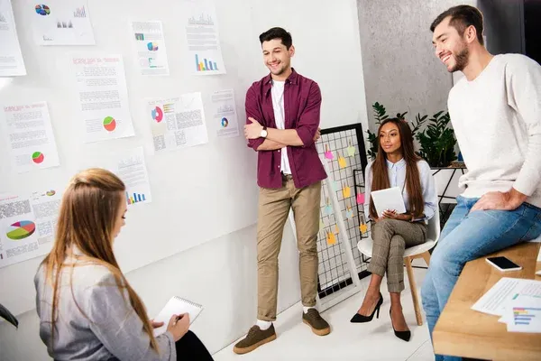 a team on a meeting to discuss marketing campaigns